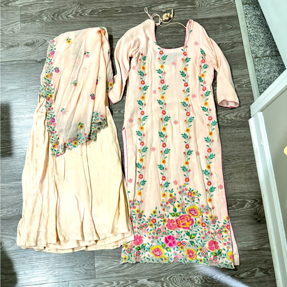 HEAVY PEACH PALLAZZO SUIT